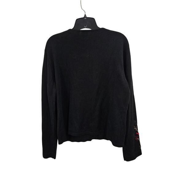 Floral Embroidery Black Snap Front Cardigan Womens Size Large - Picture 4 of 6